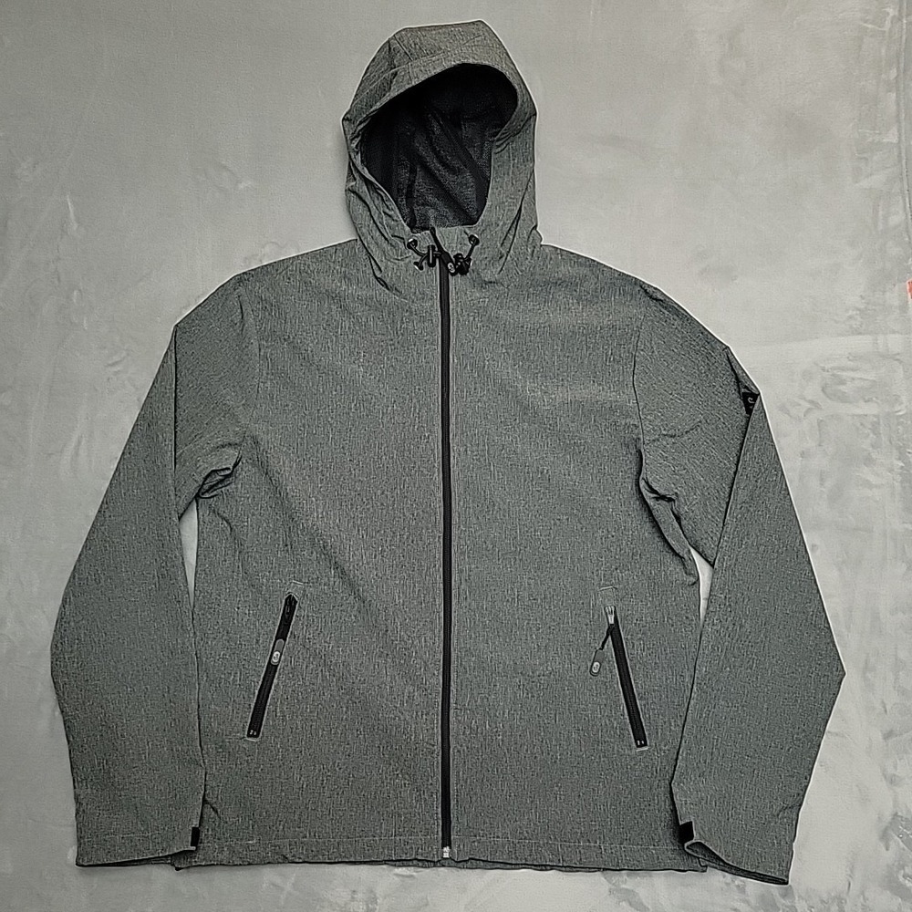 Swannies Jacket Men L Gray Full Zip Hooded Softshell Golf Performance Outerwear